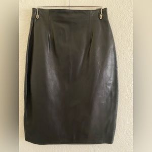 Golden bear black leather midi skirt